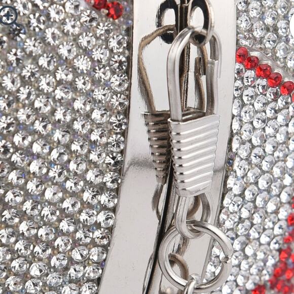 Red and White Crystal Soccer ⚽️ Clutch, 5.5” D, comes with a 47” chain - Picture 7 of 7